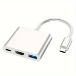 3-&uuml;hes C-t&uuml;&uuml;pi 4K HDTV adapter, USB 3.1 laadimiss&otilde;lm, jagamisjaam MacBook Air Pro jaoks.
