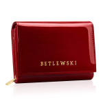 Naiste rahakott,Betlewski, Royal, naturaalne lakitud nahk, sarkana krāsa, m&otilde;&otilde;dud 13 x 9,2 x 3,8 cm, RFID tehnoloogia