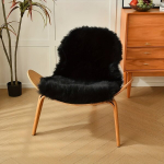 Pehme ja Kohev Lamba Naha Vaip Magamistuppa, Juoda