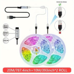 RGB 2835 LED-ribavalgusti komplekt, 5V USB, TV-taustavalgustus., 65,6 pėdos / 787,4 colio / 20M
