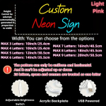 Nepersonaliseeritav LED neoonm&auml;rk reguleeritava USB-toitega valgustusega, &Scaron;viesiai rožinė