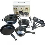 13-osaline mittenakku k&ouml;&ouml;gin&otilde;ude komplekt - malmist pannid, supi- ja piimapotid lihtsasti puhastatava pinnaga mitmek&uuml;lgseks toiduvalmistamiseks