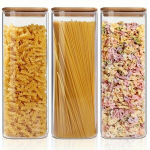 klaasist anum, 3vnt kvadratinis sandarus stiklainis-2100ml