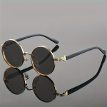 Retro &uuml;mmargused prillid, Woodgrain Gold Gray