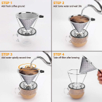 Kohvimasinate tarvikud, 1 tk K&auml;sitsi pruulitav kohvifilter roostevabast terasest k&auml;sitsi valmistatud kohvifilter Manuaalne korduvkasutatav kooniline filter, stiil: stiil1;