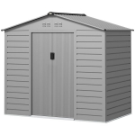 2,43 m&sup2; aiamajake, 213 x 131 x 192 cm t&ouml;&ouml;riistakuur sadulkatusega, lukustatav l&uuml;kanduks, ilmastikukindel, hall, Pilka
