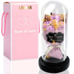 Igavene roosibukett klaaskuplis koos kaasasolevate LED-tuledega, Livman