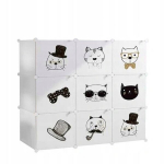 Modulaarne laste riidekapp valgetele riietele, m&auml;nguasjadele, suur riidekapp 9 riiuliga