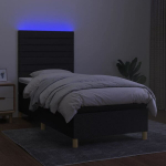 &uuml;heinimese voodi，t&auml;iskasvanu voodi，kontinentaalvoodi madrats ja LED, must, 100x200 cm, kangas CFE5718235