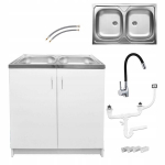 K&ouml;&ouml;gikapp, 2-kohaline, must paindlik segistuskraan, sifoon, 80x50cm