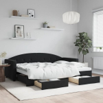&uuml;heinimese voodi，t&auml;iskasvanu voodi，diivanvoodi v&auml;ljat&otilde;mmatava osaga, must, 80x200 cm, samet CFE17507