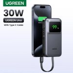 Ugreen 30W 10000Mah Wireless kiire laadimisj&otilde;u pank iPhone - musta n&ouml;&ouml;riga "