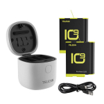 Kaamera laadija Kolme pesaga veekindel laadija Allin box Telesin GoPro Hero 9 / Hero 10 + 2 aku jaoks (GP-BTR-905-GY-B)