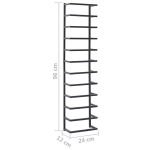 vidaXL r&auml;tikurest, must, 24 x 12 x 96 cm, teras