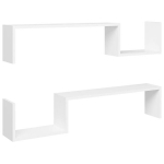 vidaXL seinariiulid 2 tk, valge, 100x15x20 cm, puitlaastplaat