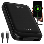Akupank Powerbank 5000 mAh USB-C sisend USB-A v&auml;ljund + USB-C 5V 2.1A must VA0339 Vayox