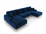 Pehme nurgadiivan Mazzini Sofas Madara 6S, tumesinine/kuldne v&auml;rv