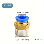 AGASHE 6tk Metall Surveliitmikud 10mm Torudele - Vastupidavad Adapterid K&otilde;rgsurve &Otilde;hupumpadele, PC10-2 (6 PCS)