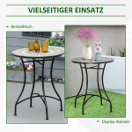Outsunny aialaua mosaiiklaud &uuml;mmargune bistroolaua mosaiikplaat keraamiline metall roheline+beež+valge &Oslash;60cm