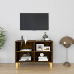 vidaXL puitjalgadega telerikapp, suitsutatud tamm, 69,5x30x50 cm