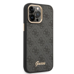 Guess 4G Vintage Gold Logo iPhone 14 Pro kaitse&uuml;mbris, must