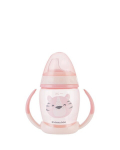 &Otilde;ppetass Kikka Boo Happy Face roosa 200 ml silikoonist jooginokaga, BPA-vaba