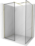 Mexen Kioto du&scaron;isein Walk-in 130 x 110 cm, must raam, kuldne - 800-130-202-50-70-110
