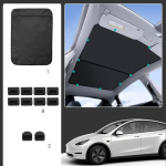 Tesla Model Y 2021-2023 katuse p&auml;ikesekaitse, UV-vastane, must &mdash; tesla model y tarvikud, auto soojusisolatsioon, tesla katuseluugi katted, panoraamkatuse kate, tesla salongi tuuning, p&auml;ikesekaitse, auto salongi tumendus