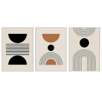 L&otilde;uendil maal plakat 3 tk. komplekt 60x90 cm kaasaegne kunst abstraktsioon &mdash; seinatript&uuml;hhon, elutoa dekoratsioonid, boho graafika, magamistoa pildid, suureformaadilised plakatid, geomeetriline seinakunst, raamimata l&otilde;uend