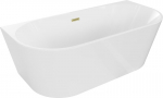 Mexen Oval vann jalaga vastu seina 180 x 80 cm, valge, &uuml;let&auml;itumise ava harjatud kuld - 52671808000-55, 180 x 80 cm