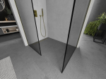 Mexen Kioto du&scaron;isein Walk-in 140 x 80 cm, must raam, kuldne harjatud - 800-140-202-55-70-080
