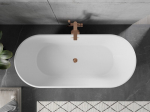 Mexen Flavia vabaduses seisev vann 150 x 75 cm, valge/must, &uuml;levoolu roosa kuld - 54031507575-60, 150 x 75 cm