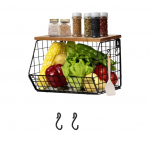 K&ouml;&ouml;givilja- ja puuviljakorv seinale, vastupidav 30x20x21,5 cm must &mdash; v&uuml;rtsiriiul, metallist k&ouml;&ouml;giriiul, seinariiul, k&ouml;&ouml;giviljakast, sahvri tarvikud, r&auml;tikunagi, loft stiilis k&ouml;&ouml;k