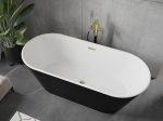 Mexen Flavia vaba-seisev vann 160 x 75 cm, valge/must, &uuml;levool kuldne - 54031608075-50, 160 x 75 cm