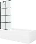 Mexen Vega ristk&uuml;likukujuline vann m&otilde;&otilde;tmetega 180 x 80 cm koos katte ja 1-lehega vaheseinaga 80 cm, must muster, 180 x 80 cm