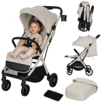 Lapsevanker kuni 22 kg, kompaktne, automaatselt kokkupandav Lionelo Cloe Plus Beige Sand