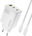 Dudao 65w Gan Usb-c laadija koos kaabliga, 3 porti, valge