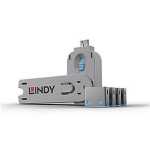 Lindy USB Port Blocker 4P Blue w/Key USB Port Blocker - Pack 4 4002888404525