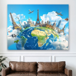 Maailma Maam&auml;rgid ja Lennukid Taustapilt Pickify, 210*150cm/82.6*59inch
