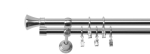 Double Curtain Rail 360 cm 19 Mm Monaco Steel Effect Silent Rings for Swivels