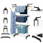 Tadar vertikaalne kokkupandav pesukuivatusrest, 18 m, 3 tasandit, kuni 15 kg, valge