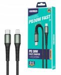 Jellico B10 Usb-c to Lightning kaabel, Pd 20w, 1m, must