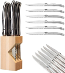 Steigi nugade komplekt 6 osa, puidust klotsiga, Retoo O924, sakiline roostevabast terasest tera, 23 cm, grillnoad