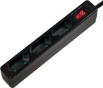 Logilink 3 pistikupesaga pikendusjuhe, 1,5m, must