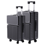 Kohvrite komplekt 2 tk, 59x39x24 ja 69x43x27 cm, k&otilde;va ABS, TSA-lukk, 360&deg; rattad, must