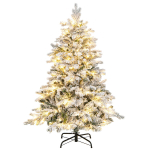Costway 135 cm kunstkuusk tulede ja lumega, kuusk 120 sooja valge LED-tulega
