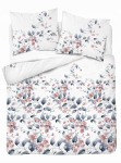 Flanellist voodipesu 220x200 roosade lilledega heledal taustal