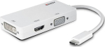 Lindy I/O konverter 43273, 1 HDMI, 1 DVI-D, 1 15pin D-sub, 1 USB-C, valge, Must