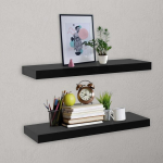 vidaXL seinariiulid, 2 tk, must, 60 x 20 x 3,8 cm