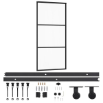 vidaXL liuguks riistvarakomplektiga, ESG klaas ja alumiinium, 90x205cm, Juoda